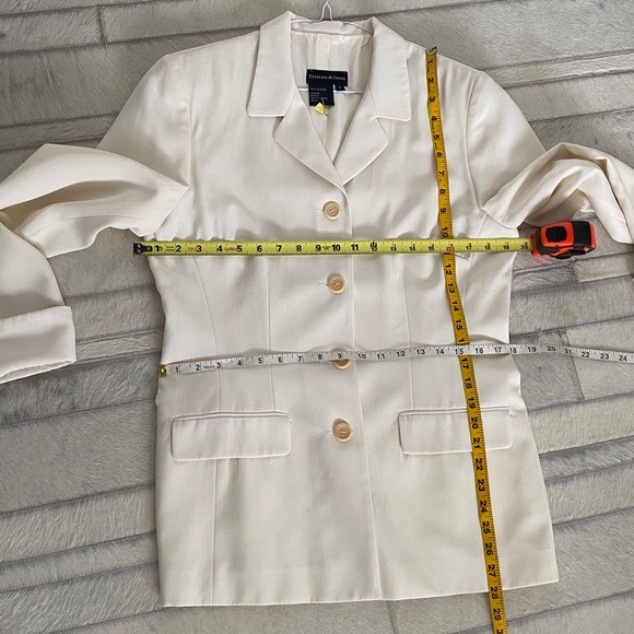 Vintage Y2K Women's striatum & Iseut Cream Blazer! Size 11 - Picture 6 of 14